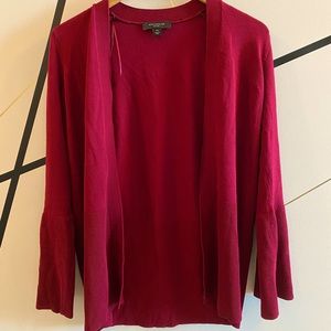Burgundy trumpet sleeve open cardigan
